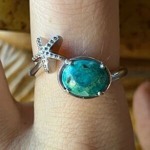 Natural Chrysocolla Sterling Silver Ring Size 8